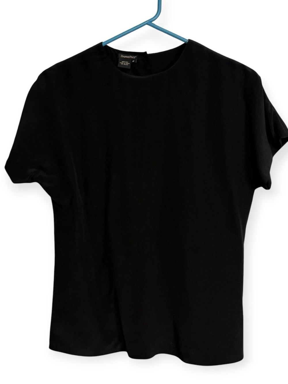 Barrie Pace Black Short Sleeve Silk Blouse size 2P